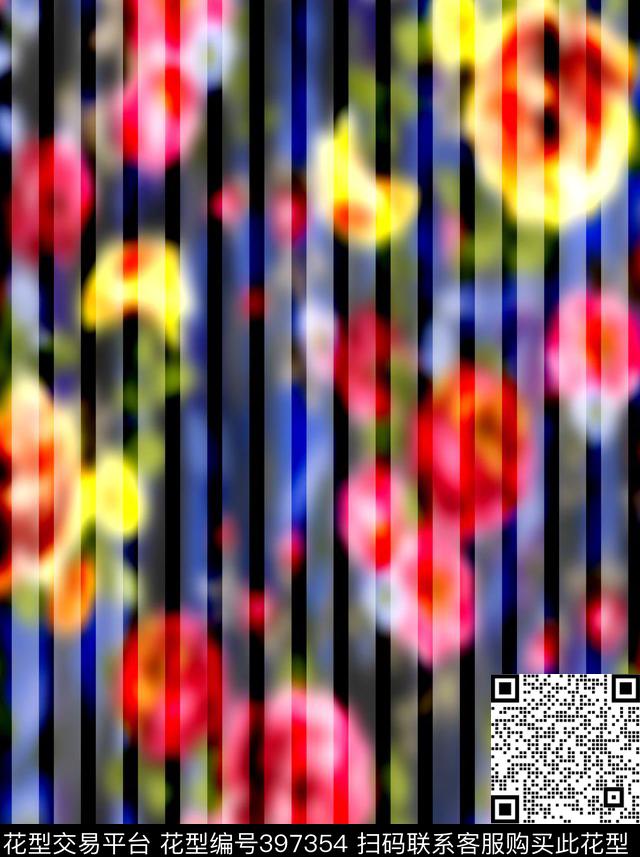 数码印花花卉条纹数码花卉数码印花华亿平台下载（图片编号: 397354） - 瓦栏（Walan）