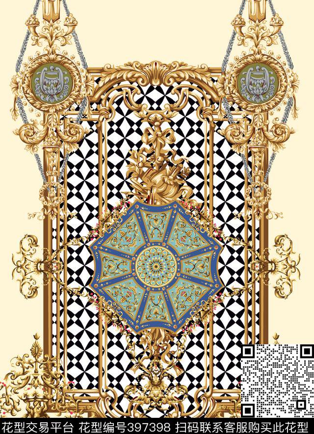 休闲古罗马元素欧式复古传统印花华亿平台下载（图片编号: 397398） - 瓦栏（Walan）