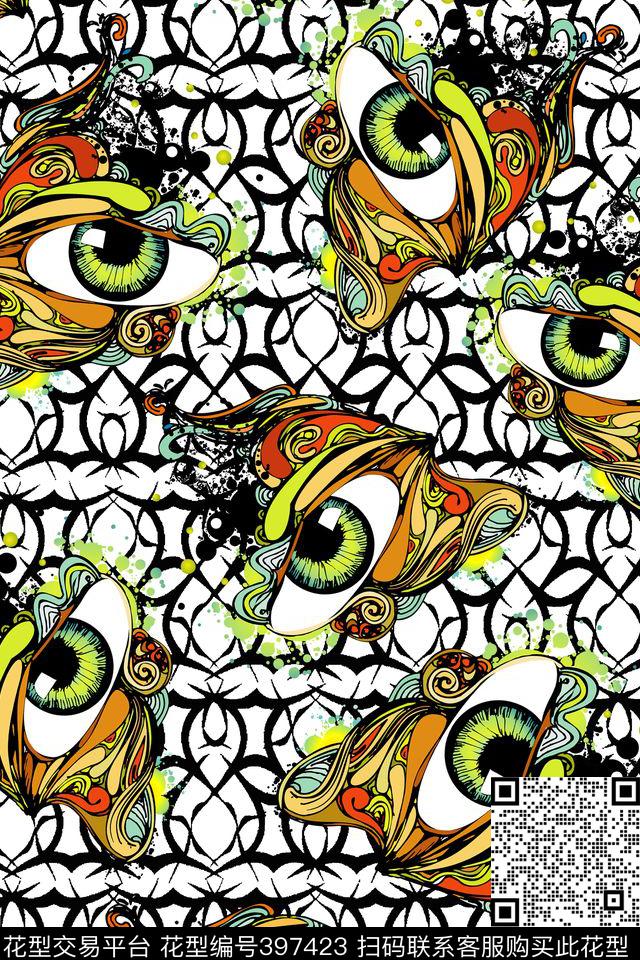 个性眼睛最炫民族风传统印花华亿平台下载（图片编号: 397423） - 瓦栏（Walan）