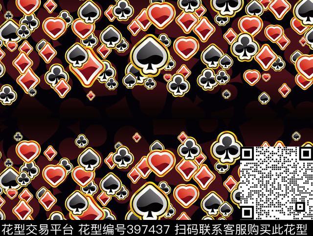 扑克时尚流行风格数码印花华亿平台下载（图片编号: 397437） - 瓦栏（Walan）