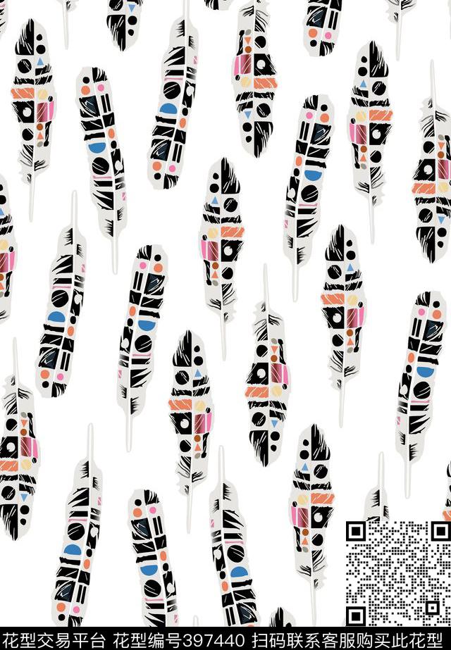 休闲花卉羽毛传统印花华亿平台下载（图片编号: 397440） - 瓦栏（Walan）