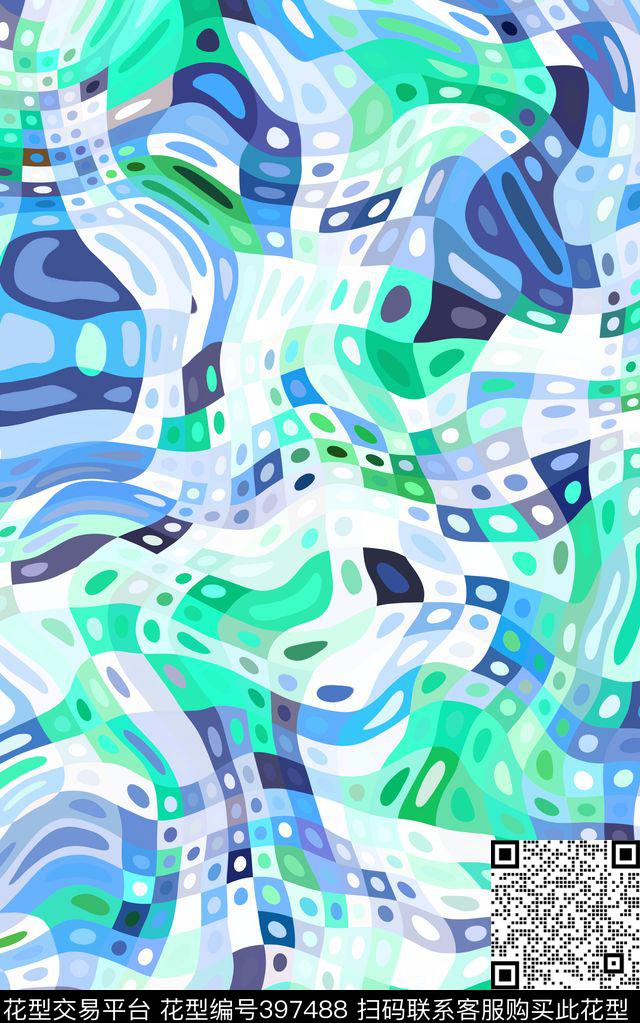 波点波浪几何数码印花华亿平台下载（图片编号: 397488） - 瓦栏（Walan）