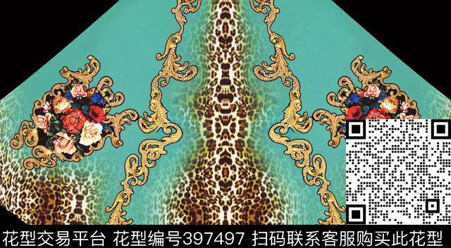 定位花豹纹花朵数码印花华亿平台下载（图片编号: 397497） - 瓦栏（Walan）