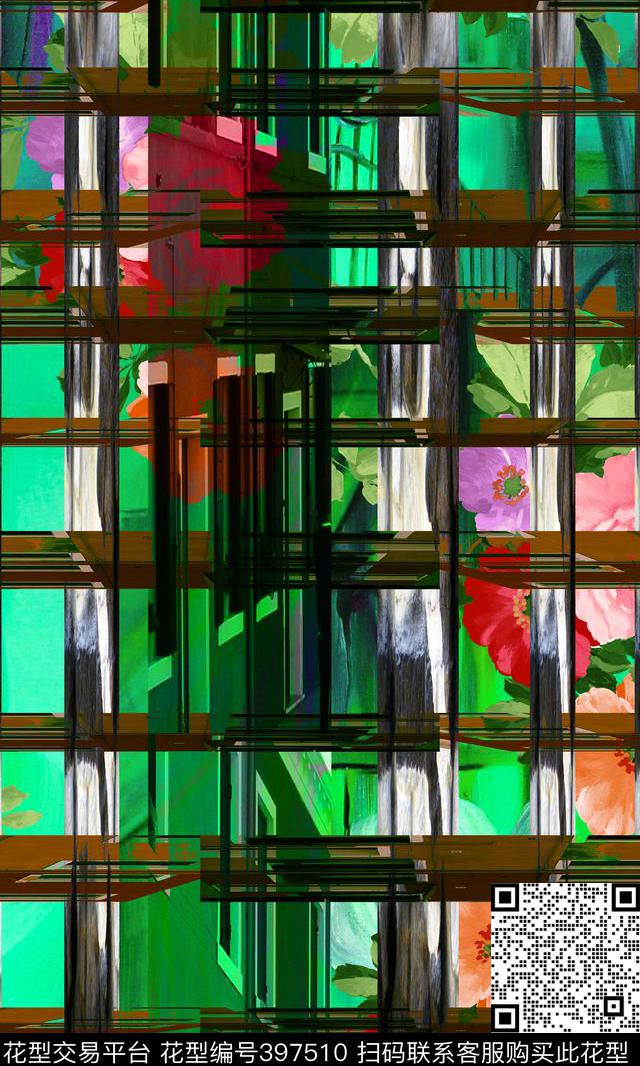 条纹写意线条、条纹、格子类数码印花华亿平台下载（图片编号: 397510） - 瓦栏（Walan）