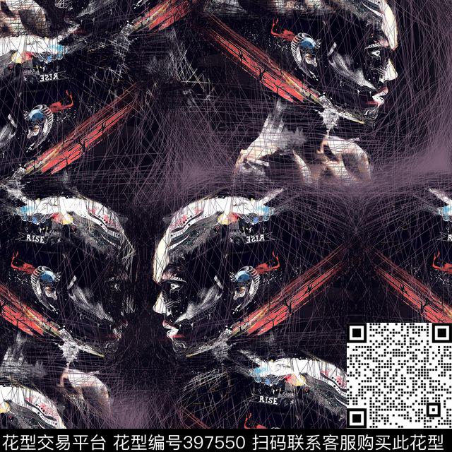 潮流抽象复古数码印花华亿平台下载（图片编号: 397550） - 瓦栏（Walan）