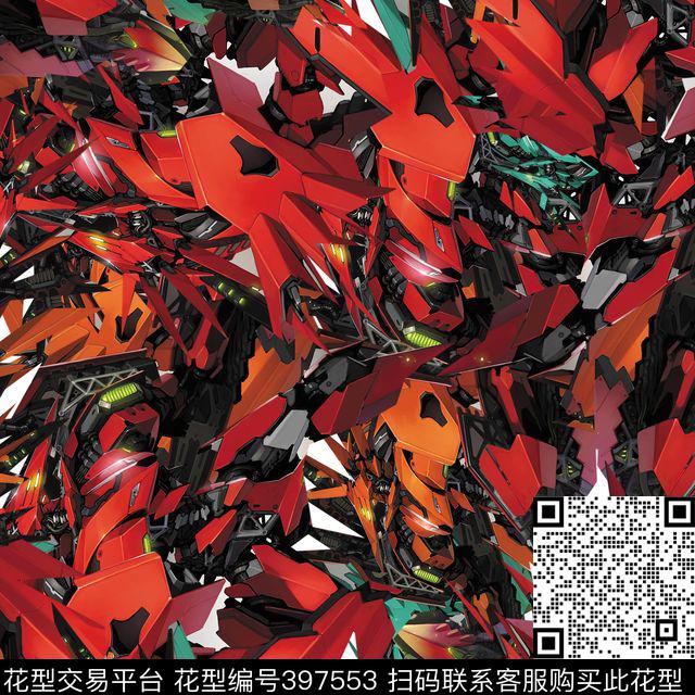 潮流抽象复古数码印花华亿平台下载（图片编号: 397553） - 瓦栏（Walan）