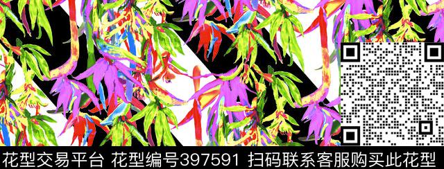 欧美条纹花朵传统印花华亿平台下载（图片编号: 397591） - 瓦栏（Walan）