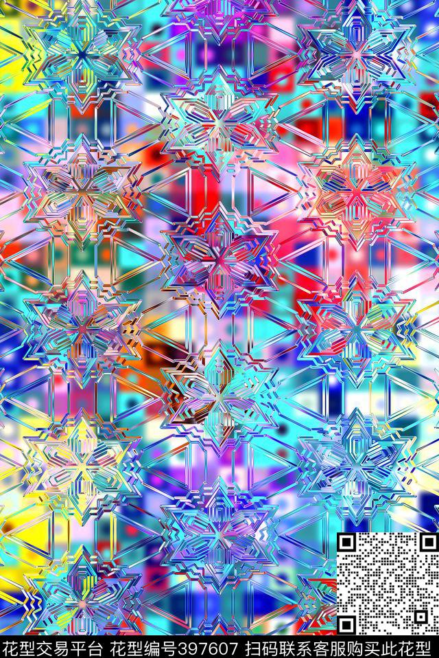 冰雪结晶羽绒服数码印花华亿平台下载（图片编号: 397607） - 瓦栏（Walan）