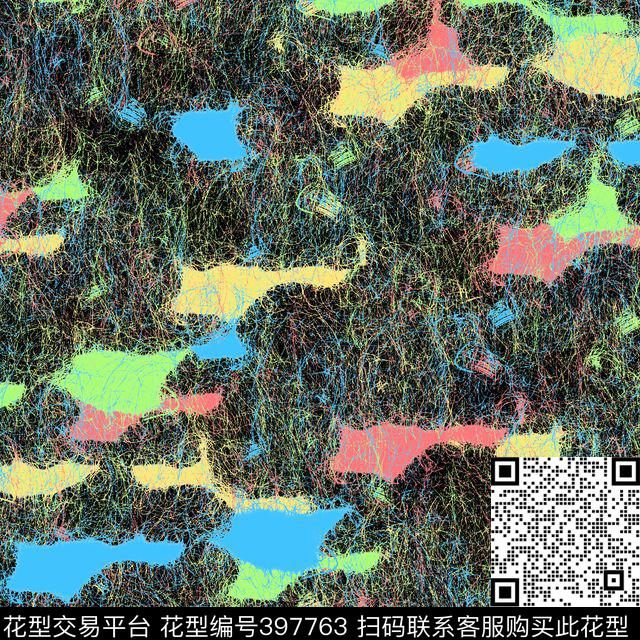 潮流抽象复古数码印花华亿平台下载（图片编号: 397763） - 瓦栏（Walan）