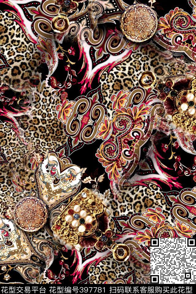 欧式豹纹宝石珠宝数码印花华亿平台下载（图片编号: 397781） - 瓦栏（Walan）