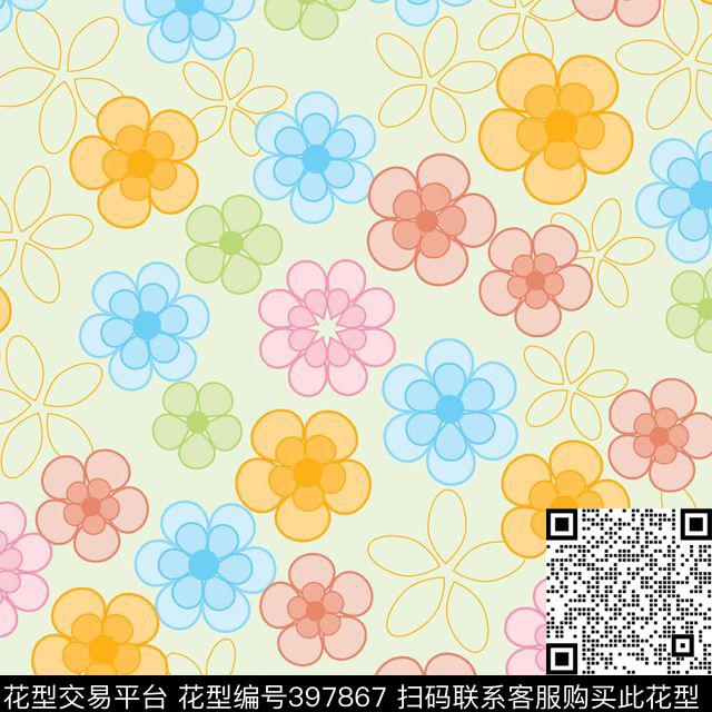 清雅小花传统印花华亿平台下载（图片编号: 397867） - 瓦栏（Walan）