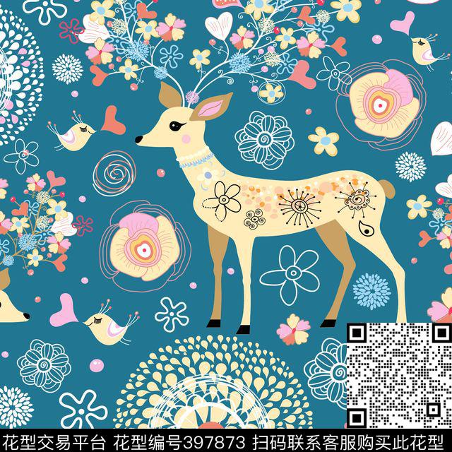 动物手绘传统印花华亿平台下载（图片编号: 397873） - 瓦栏（Walan）