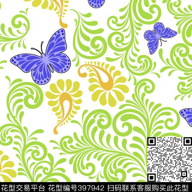 复古昆虫花草传统印花华亿平台下载（图片编号: 397942） - 瓦栏（Walan）