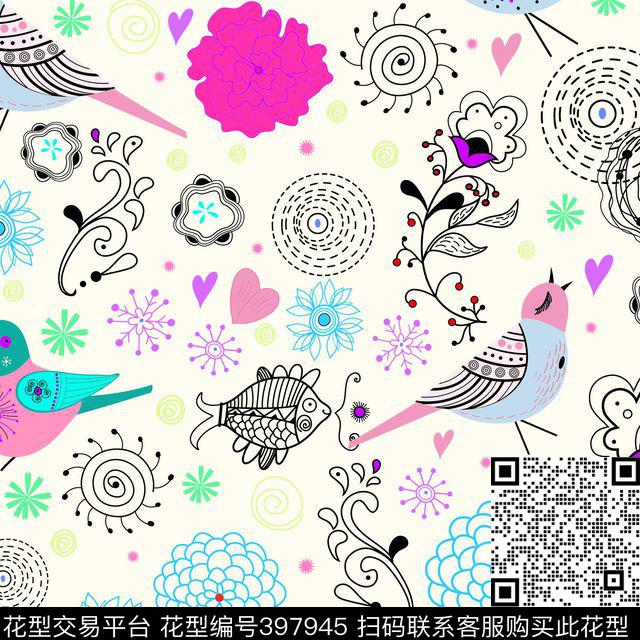 花草手绘传统印花华亿平台下载（图片编号: 397945） - 瓦栏（Walan）