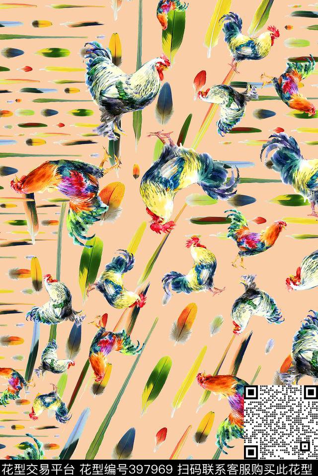 童装羽毛动物数码印花华亿平台下载（图片编号: 397969） - 瓦栏（Walan）