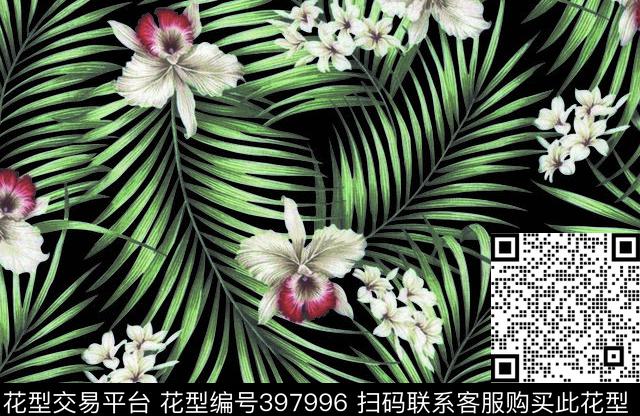 欧美树叶花朵传统印花华亿平台下载（图片编号: 397996） - 瓦栏（Walan）