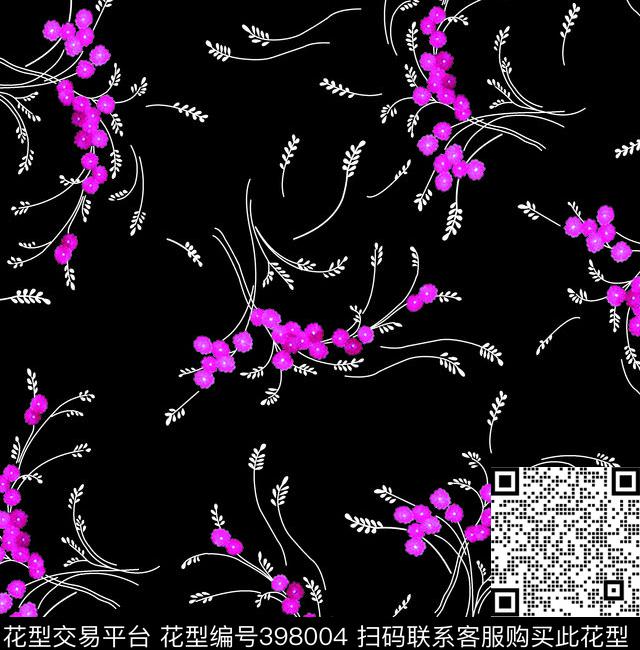 清新粉色藤蔓小花数码传统印花华亿平台下载（图片编号: 398004） - 瓦栏（Walan）