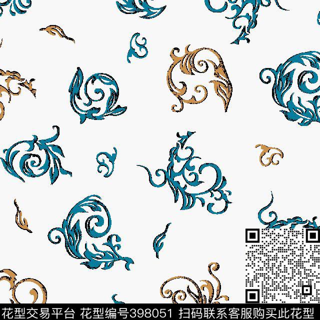 欧式花纹形欧式花纹传统印花华亿平台下载（图片编号: 398051） - 瓦栏（Walan）