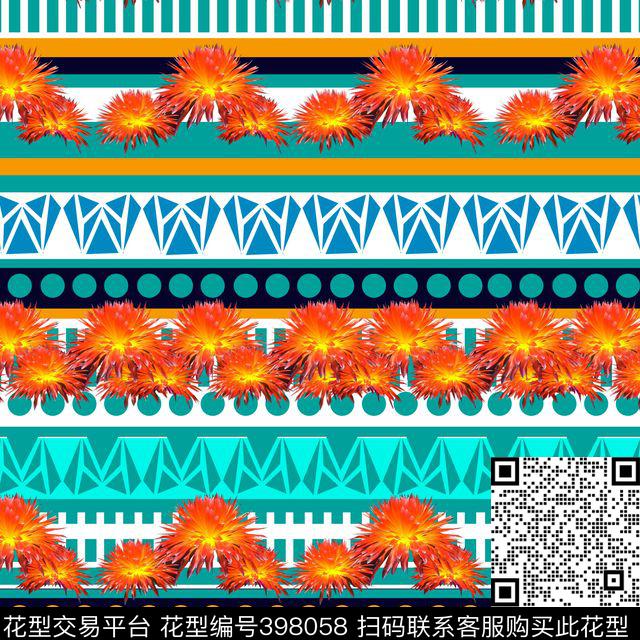 潮流复古几何数码印花华亿平台下载（图片编号: 398058） - 瓦栏（Walan）