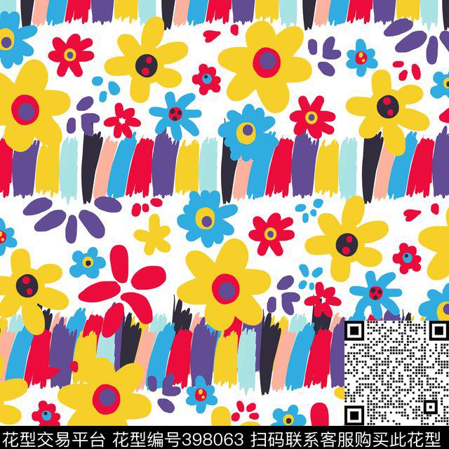 潮流抽象花传统印花华亿平台下载（图片编号: 398063） - 瓦栏（Walan）