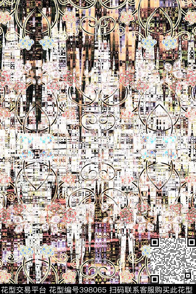 抽象纹数码印花华亿平台下载（图片编号: 398065） - 瓦栏（Walan）