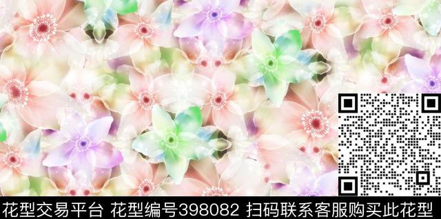梦幻朦胧花潮流女装数码印花华亿平台下载（图片编号: 398082） - 瓦栏（Walan）