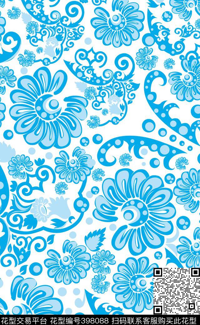 欧美花纹传统印花华亿平台下载（图片编号: 398088） - 瓦栏（Walan）