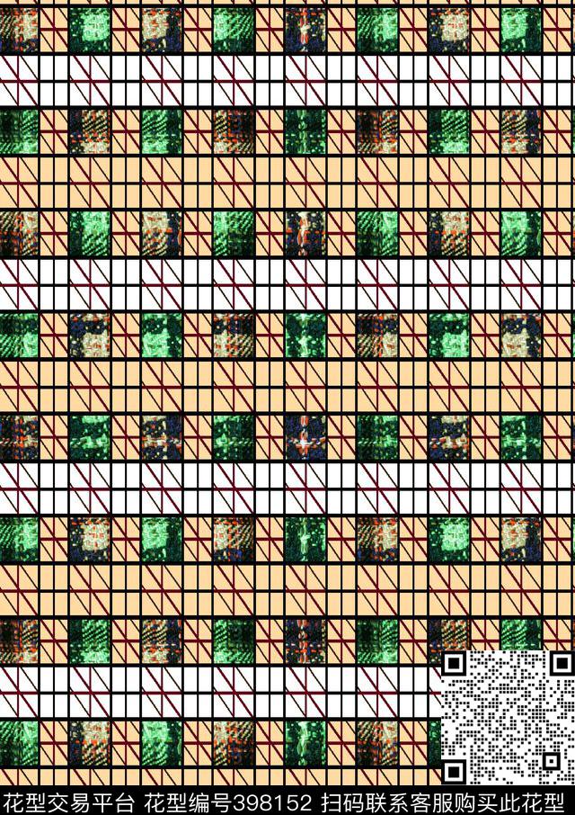 格子毛线效果数码印花华亿平台下载（图片编号: 398152） - 瓦栏（Walan）
