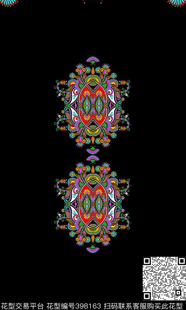 定位花民族佩兹利传统印花华亿平台下载（图片编号: 398163） - 瓦栏（Walan）