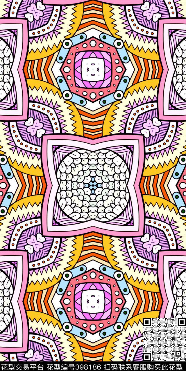 波纹几何民族传统印花华亿平台下载（图片编号: 398186） - 瓦栏（Walan）