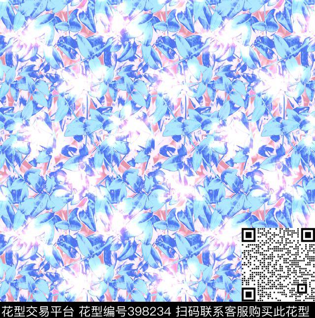 清新自然田园小叶片数码印花华亿平台下载（图片编号: 398234） - 瓦栏（Walan）