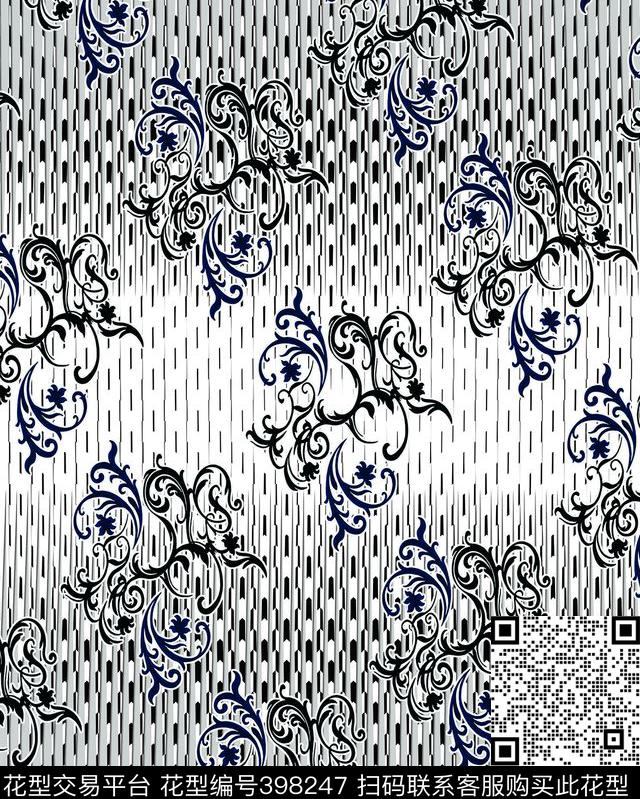 裤子面料几何过度传统印花华亿平台下载（图片编号: 398247） - 瓦栏（Walan）