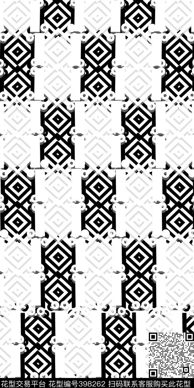 抽象格子满版华亿平台传统印花华亿平台下载（图片编号: 398262） - 瓦栏（Walan）