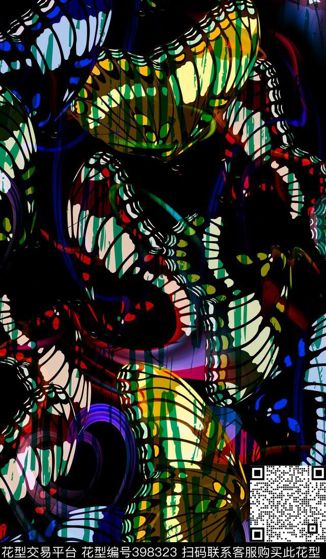 蝴蝶不规则条纹动物动物纹数码印花华亿平台下载（图片编号: 398323） - 瓦栏（Walan）