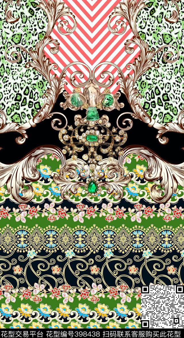 欧式卷草花纹数码印花华亿平台下载（图片编号: 398438） - 瓦栏（Walan）
