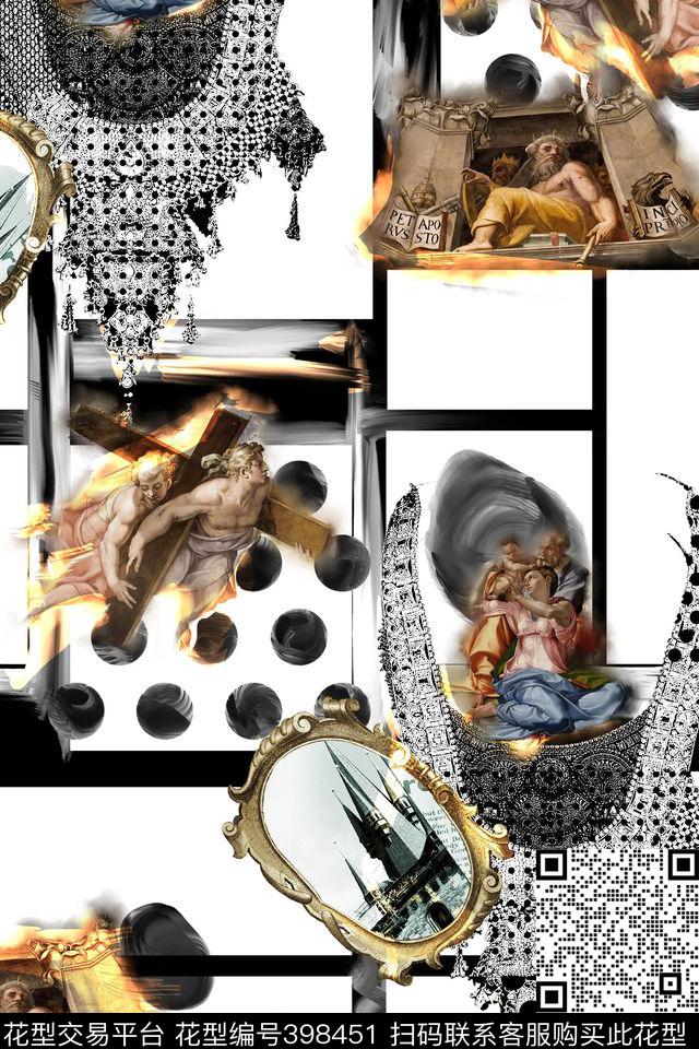 数码大牌宗教复古几何底纹几何欧式流行时尚花等数码印花华亿平台下载（图片编号: 398451） - 瓦栏（Walan）