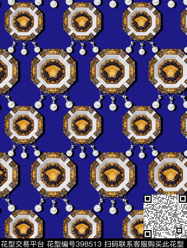 宝石珍珠四方连续数码印花华亿平台下载（图片编号: 398513） - 瓦栏（Walan）