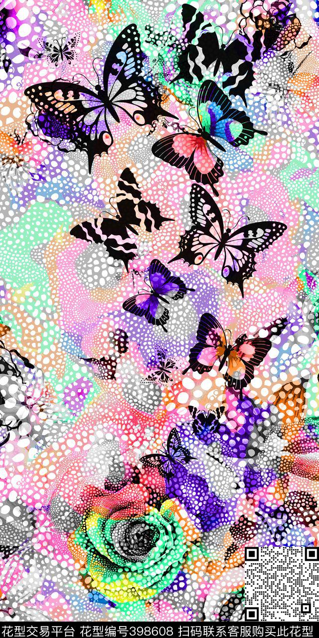 豹点壁纸蝴蝶数码印花华亿平台下载（图片编号: 398608） - 瓦栏（Walan）