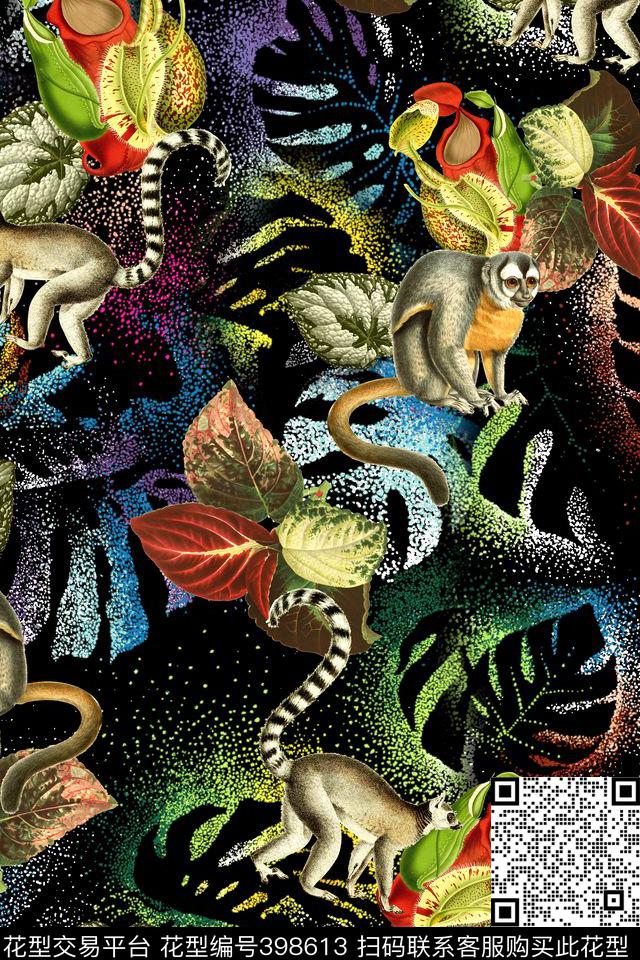 时尚金丝猴叶子数码印花华亿平台下载（图片编号: 398613） - 瓦栏（Walan）