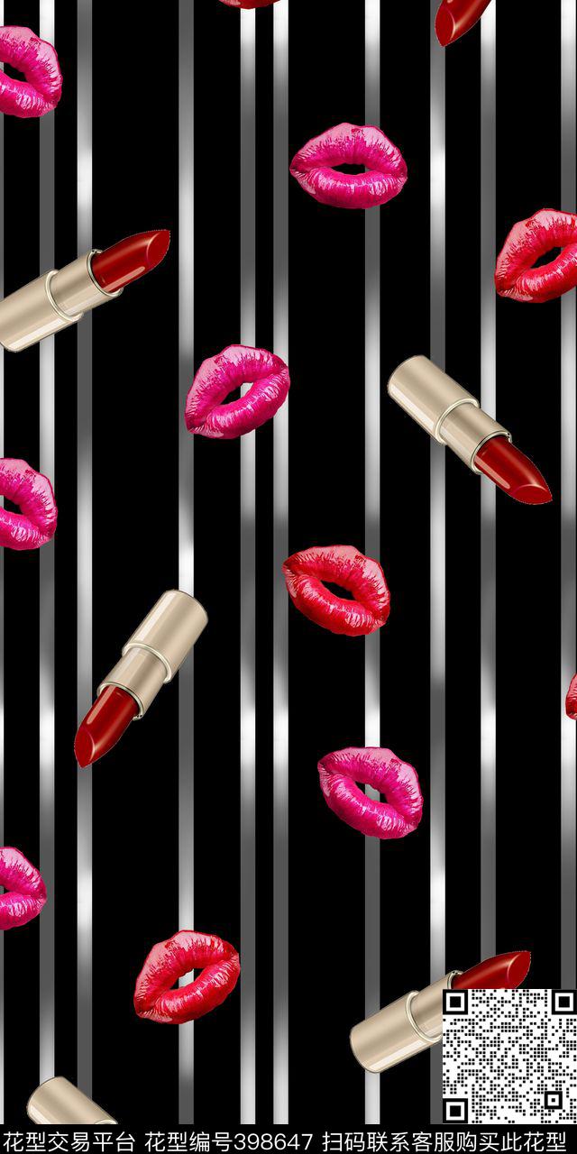 连锁口红时尚优雅数码印花华亿平台下载（图片编号: 398647） - 瓦栏（Walan）