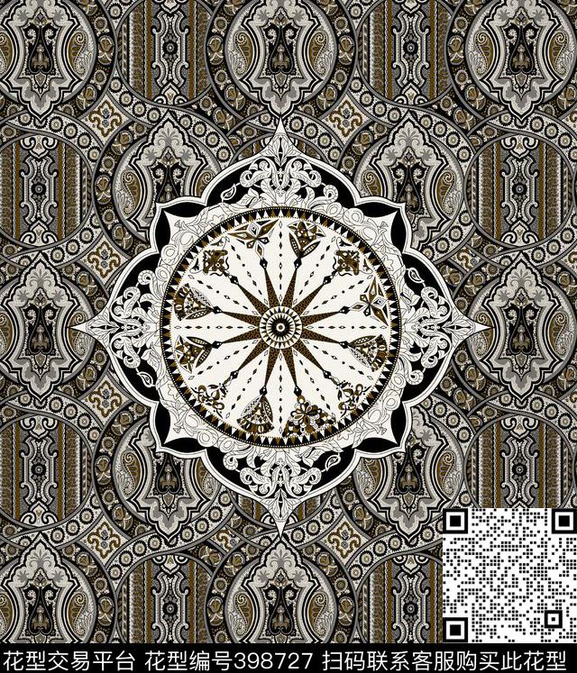 几何腰果传统印花华亿平台下载（图片编号: 398727） - 瓦栏（Walan）