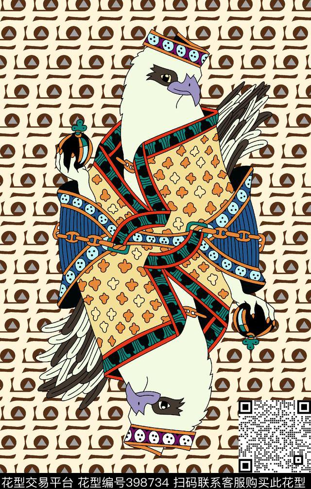 几何卡通梅花K传统印花华亿平台下载（图片编号: 398734） - 瓦栏（Walan）