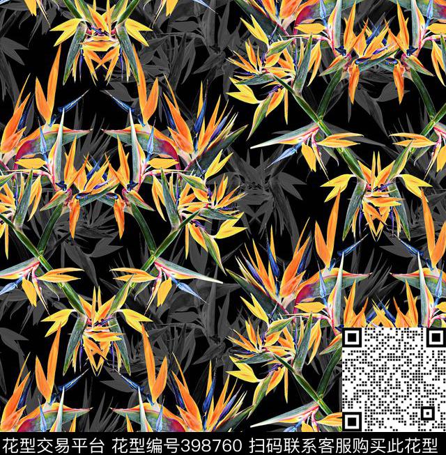花卉天堂鸟数码印花华亿平台下载（图片编号: 398760） - 瓦栏（Walan）