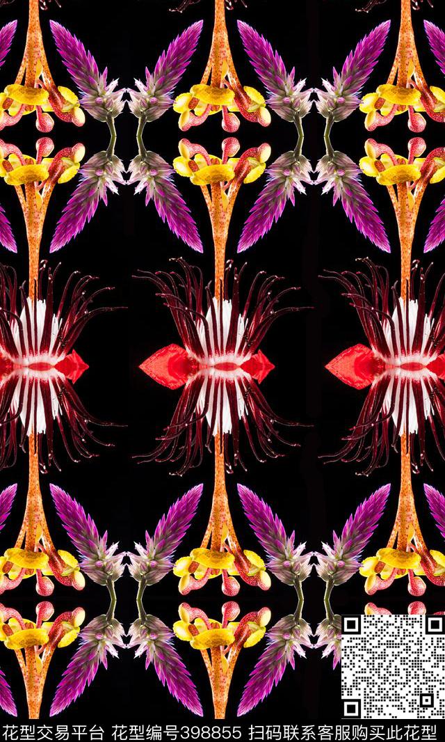 服装花花鸟混搭类数码印花华亿平台下载（图片编号: 398855） - 瓦栏（Walan）