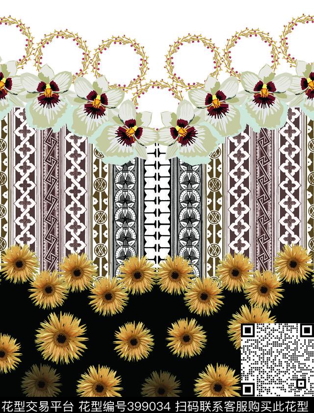几何花时尚数码印花华亿平台下载（图片编号: 399034） - 瓦栏（Walan）