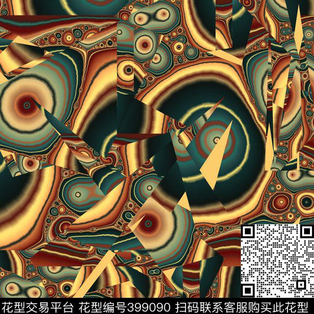 潮流复古抽象数码印花华亿平台下载（图片编号: 399090） - 瓦栏（Walan）