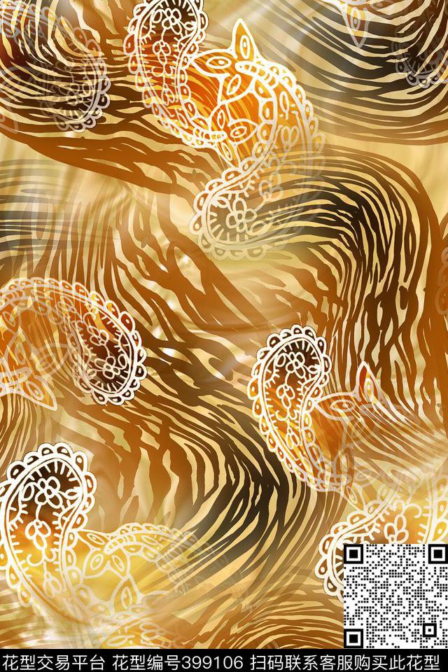 抽象民族风田园数码印花华亿平台下载（图片编号: 399106） - 瓦栏（Walan）