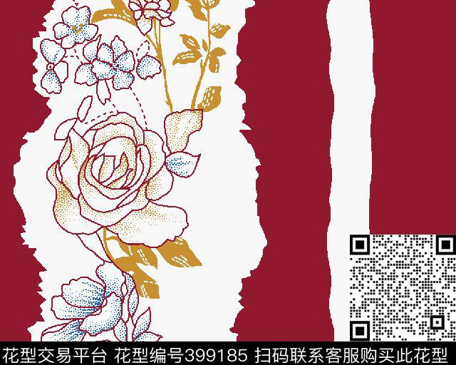 竖条花传统印花华亿平台下载（图片编号: 399185） - 瓦栏（Walan）