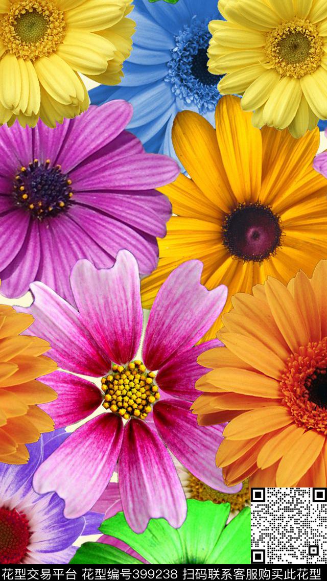 花卉菊花数码印花华亿平台下载（图片编号: 399238） - 瓦栏（Walan）