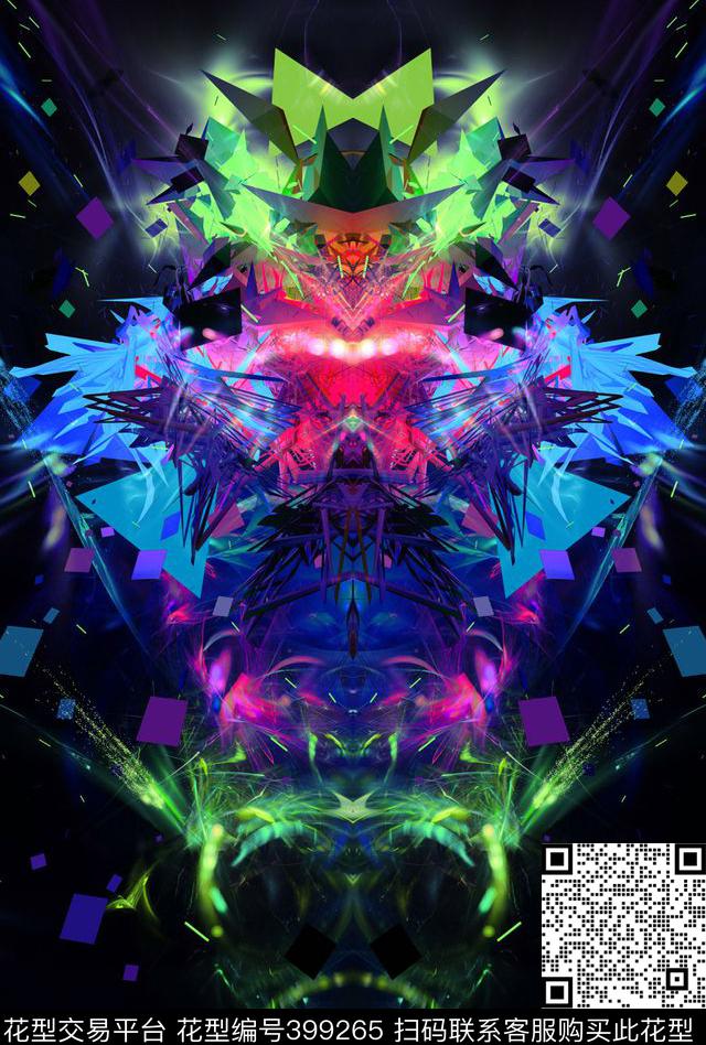 爆炸科技连衣裙数码印花华亿平台下载（图片编号: 399265） - 瓦栏（Walan）